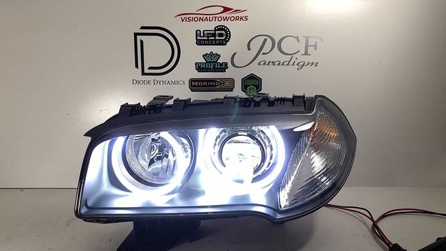 BMW E83 X3 Retrofit Headlights - 2.5" Bi-LED projectors, LED angel eyes - VisionAutoworks смотреть онлайн