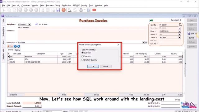 SQL Accounting - Landing Cost for your product costing смотреть онлайн