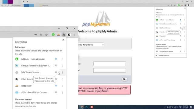 Phpmyadmin Failed to set session cookie. Maybe you are using HTTP instead of HTTPS смотреть онлайн