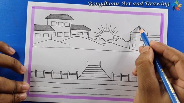 How to Draw a Scenery | City landscape Drawing Tutorial | Pencil Sketch смотреть онлайн