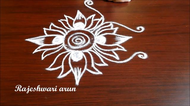 simple and easy rangoli designs with 4x2 dots || small lotus kolam designs || muggulu with dots смотреть онлайн