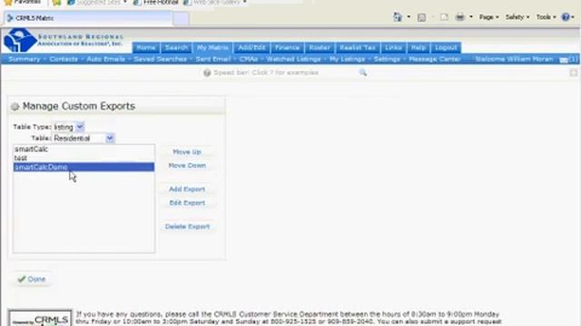 SmartCalc Export Setup