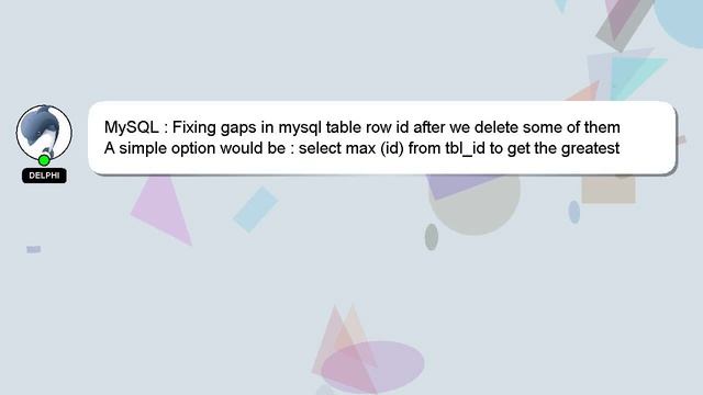MySQL : Fixing gaps in mysql table row id after we delete some of them смотреть онлайн