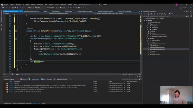 Authentification avec JWT Token d’une API web avec ASP.NET Core - C# смотреть онлайн