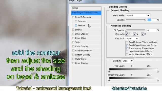 Tutorial Photoshop CS6 - Embossed Transparent Text смотреть онлайн