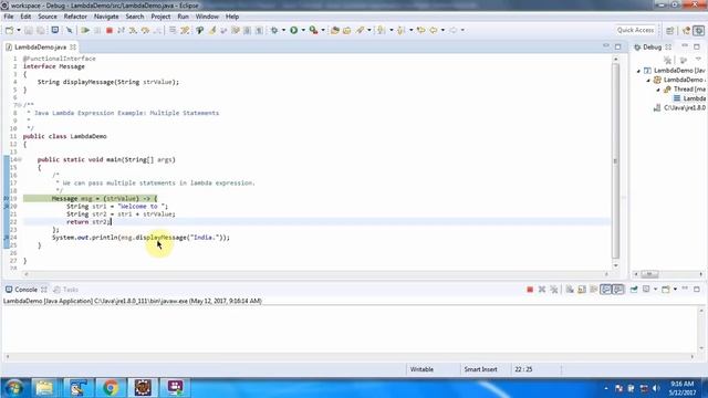 Lambda expression example with multiple statements | Lambda expression in Java смотреть онлайн