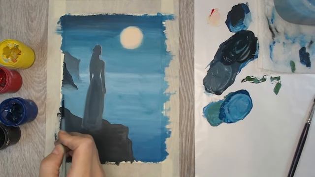 Рисуем пейзаж с девушкой. Запись вебинара "На берегу луны" смотреть онлайн