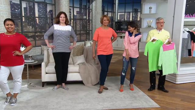 Quacker Factory Set of 2 Nautical by Nature Bateau Neck T-shirts on QVC смотреть онлайн