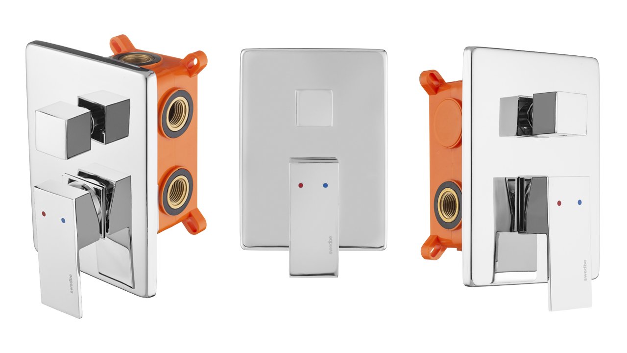 Распаковка встраиваемого смесителя на 3 выхода в монтажном боксе Swedbe Platta 5520 смотреть онлайн