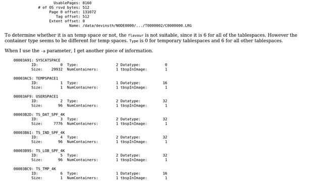 db2ckbkp - How to determine what tablespaces are temp-tablespace смотреть онлайн