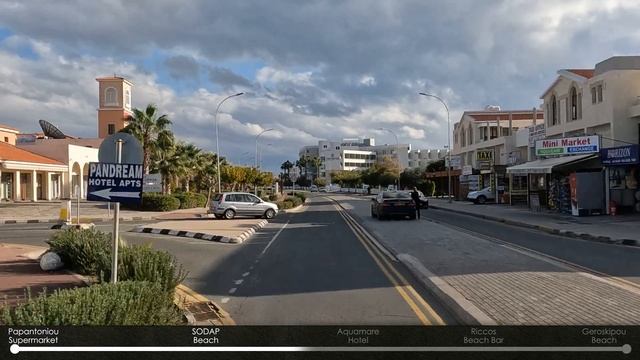 Paphos to Geroskipou Beach Along The Hotel Strip смотреть онлайн