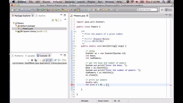 Java Walk Through: Powers