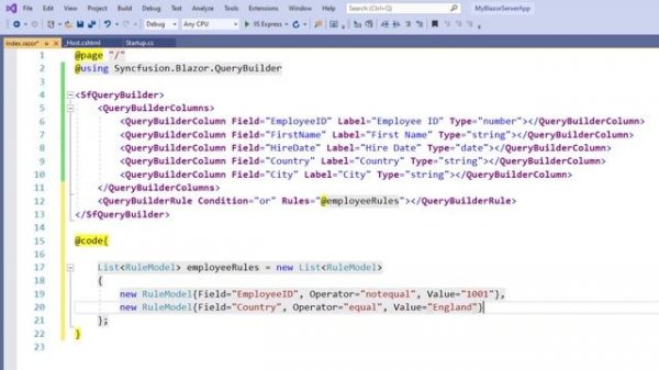 Create a Query Builder UI Component in a Blazor Server Application