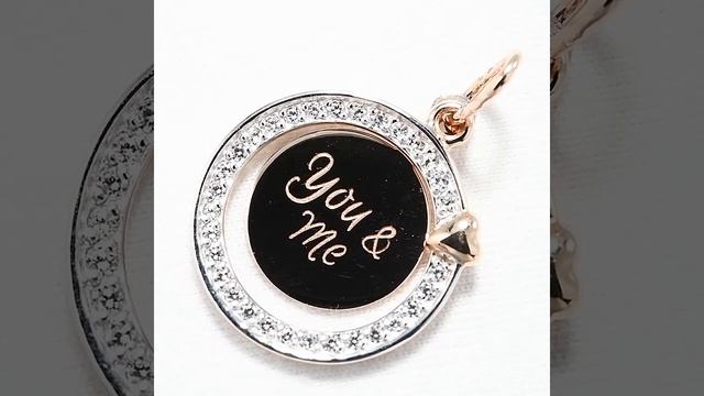 035782 - Подвеска из золота с гравировкой YOU and ME с фианитами смотреть онлайн