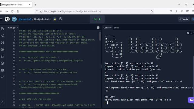 PYTHON : "MAKING BLACKJACK GAME WITH ONLY 7 STEPS" смотреть онлайн