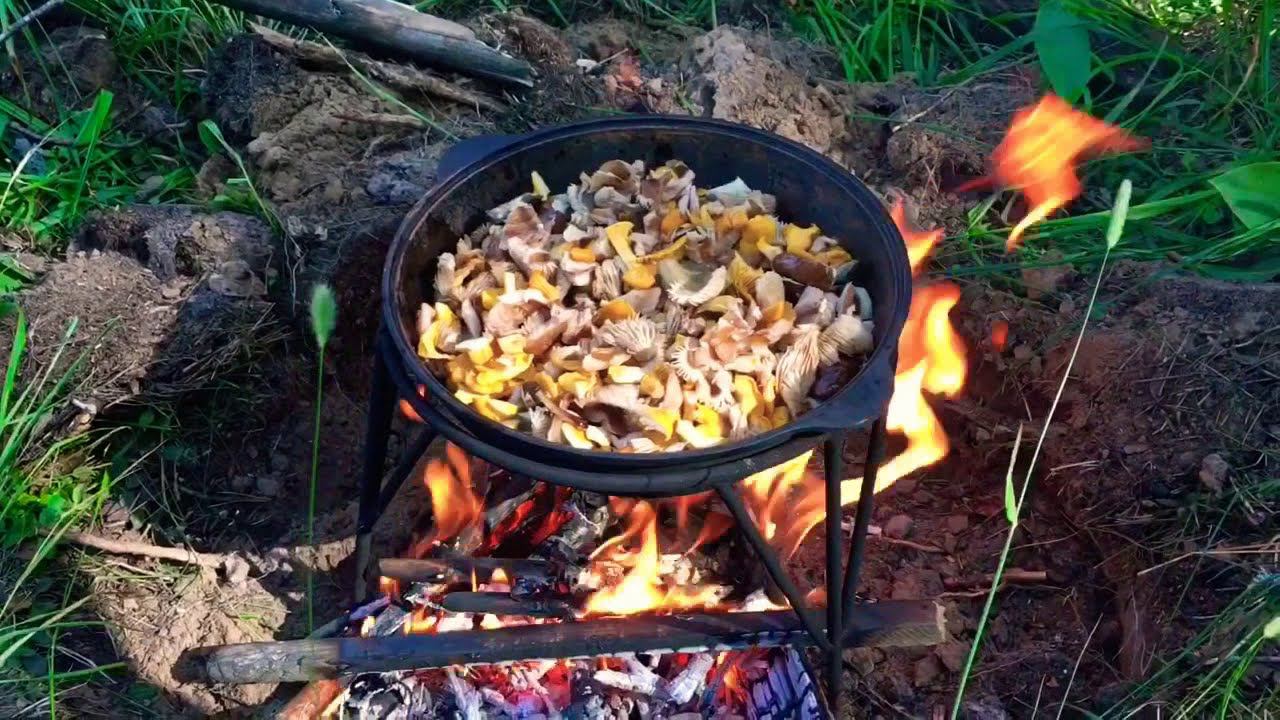 Готовим грибы в казане на природе смотреть онлайн