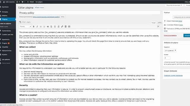 Configurar cookies y Privacy Policy en Wordpress 2018 смотреть онлайн