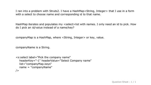 HTML : How to choose a value of a HashMap in select Struts2? смотреть онлайн