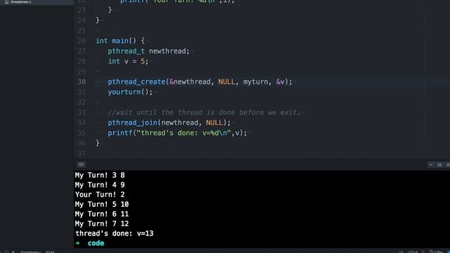 How to pass arguments to and get results from threads. (pthread_create, pthread_join) смотреть онлайн