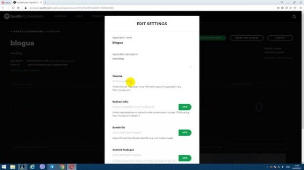 Получение идентификатора приложения Client ID и Client Secret для Oauth2-авторизации через SPOTIFY