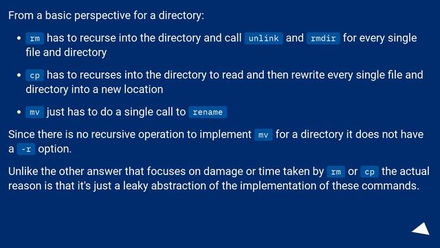 Why does 'mv' not need '-r' to work with directories, but 'rm' and 'cp' do? смотреть онлайн