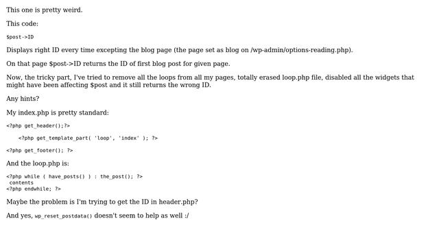 Wordpress: $post-＞ID displays wrong ID смотреть онлайн