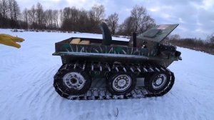 Катаемся на самодельном вездеходе, болотоходе, сделан своими руками