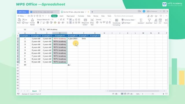 [WPS Academy] 1.6.9 Excel:Use the fill handle to quickly enter data смотреть онлайн