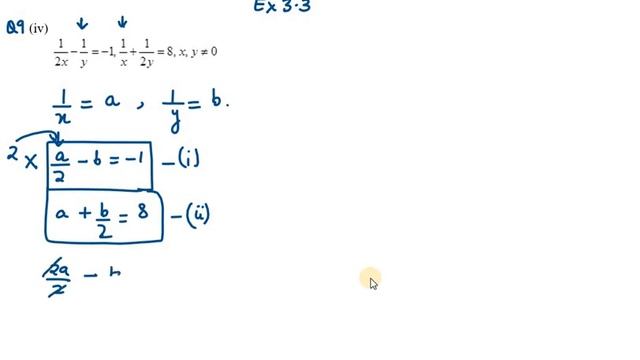 9.Solve the following pairs of linear equations: 1/2x-1/y=-1, 1/x+1/2y=8 || Q9 Ex 3.3 NCERT Exempla смотреть онлайн