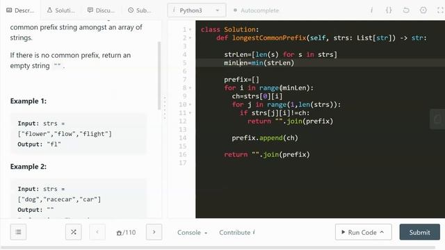 Leetcode 14. Longest Common Prefix смотреть онлайн
