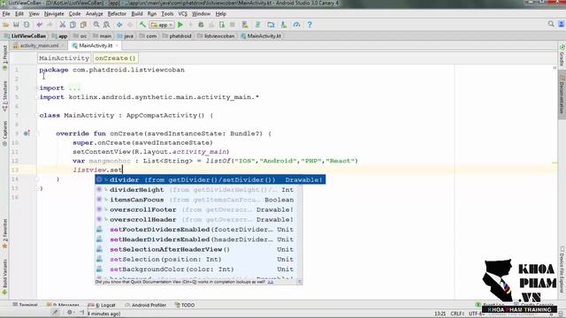 Lập trình Android (Kotlin) - Bài 18: Listview cơ bản смотреть онлайн