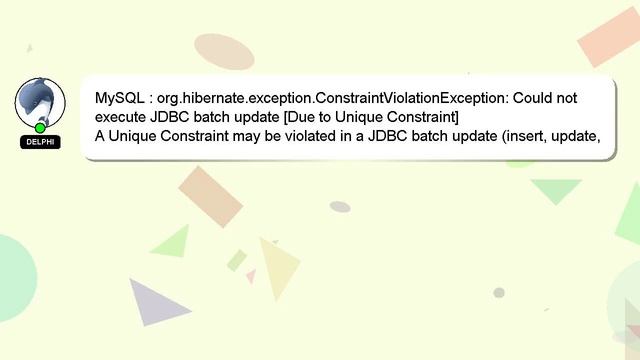 MySQL : org.hibernate.exception.ConstraintViolationException: Could not execute JDBC batch update [ смотреть онлайн
