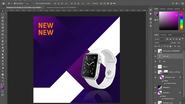 How to Design Social Media Instagram Post in Photoshop CC смотреть онлайн