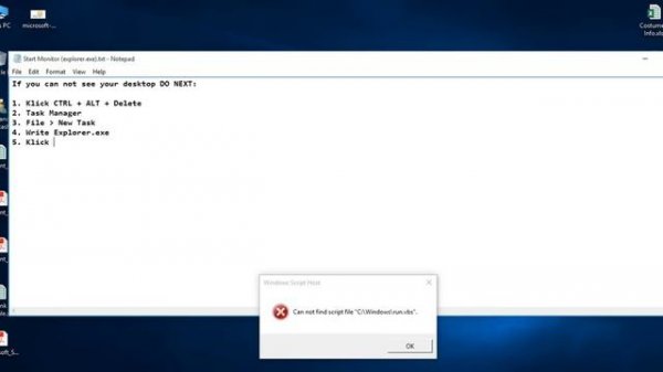 Windows Script Host (Can not find script file "C:\Windows\run.vbs)