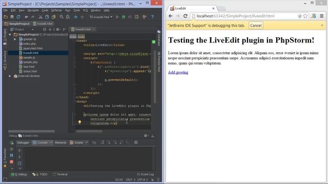 Live Edit in PhpStorm - PhpStorm Video Tutorial смотреть онлайн