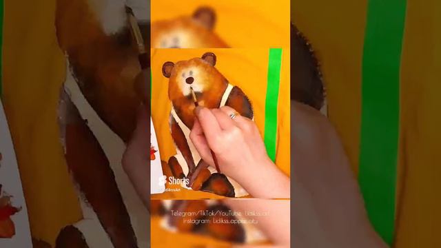Рисунок на футболке акриловыми красками Decola 🎨🎨🎨🐻 смотреть онлайн
