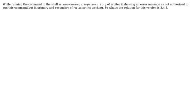 Databases: Error Message while executing command in Arbiter for log rotation смотреть онлайн
