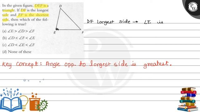 In the given figure, D E F is a triangle. If D F is the longest side and E F is the shortest side.. смотреть онлайн