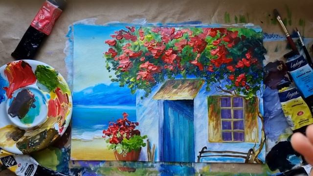 ДАЧА и МОРЕ |?|Поэтапный урок рисования для начинающих смотреть онлайн