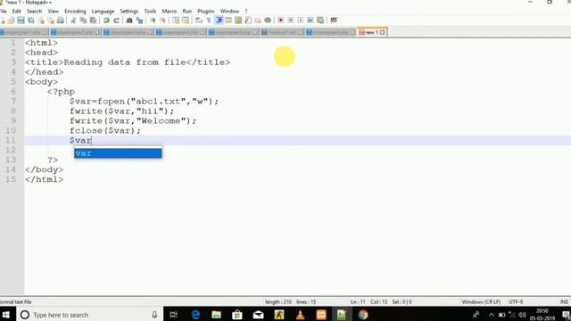 PHP program for reading notepad file (.txt) смотреть онлайн