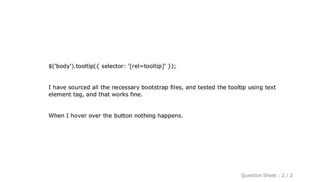 HTML : Add bootstrap tooltip to dynamically created button смотреть онлайн