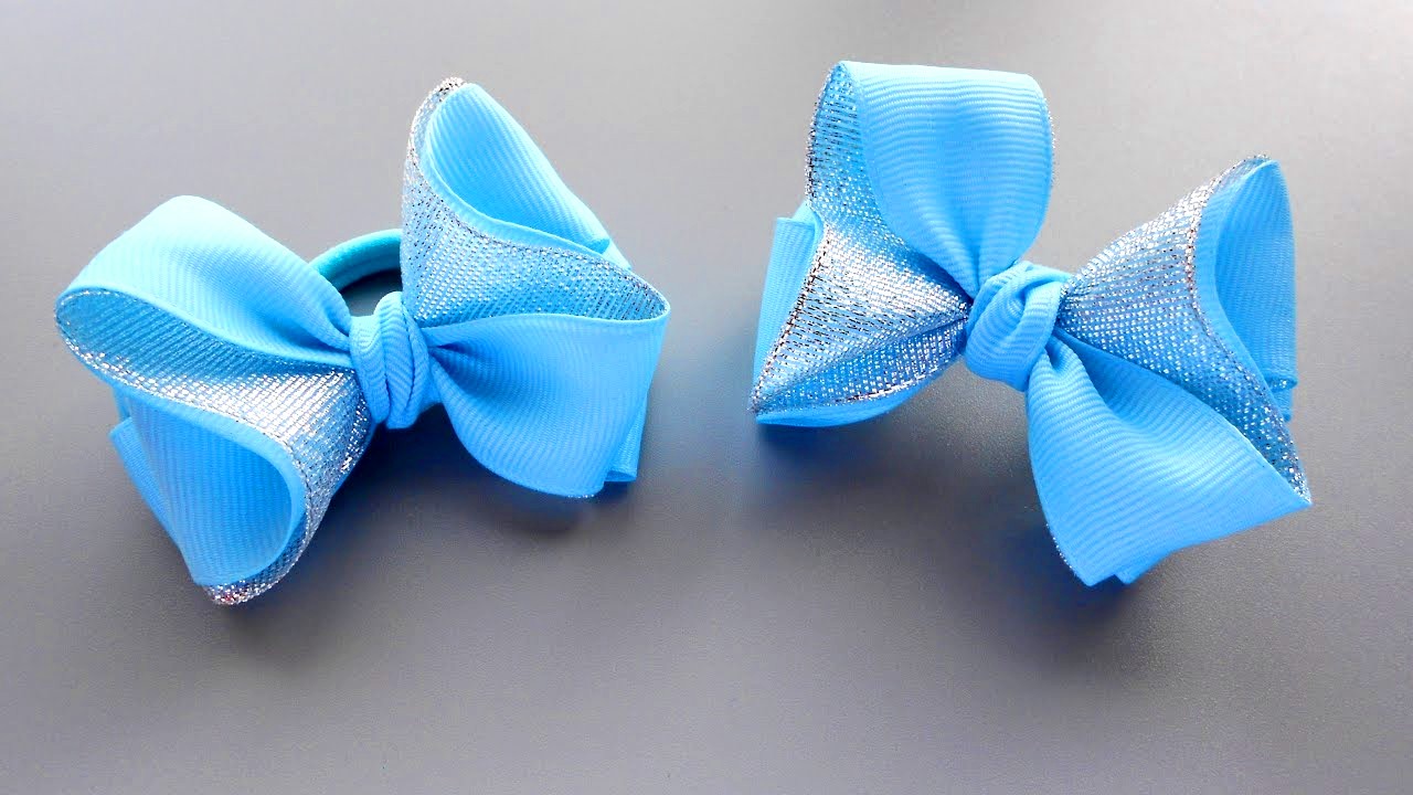 Простые бантики резинки из репсовых лент 2,5 см МК Канзаши ? смотреть онлайн