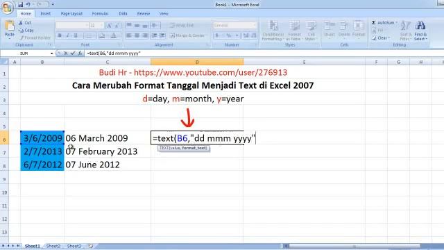 Tutorial Mengubah Format Tanggal Menjadi Text di Excel 2007 смотреть онлайн