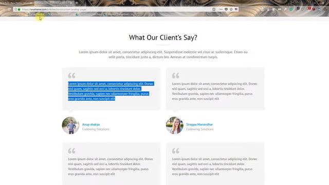 Step 9: Creating Testimonials | Construction Landing Page WordPress Theme смотреть онлайн