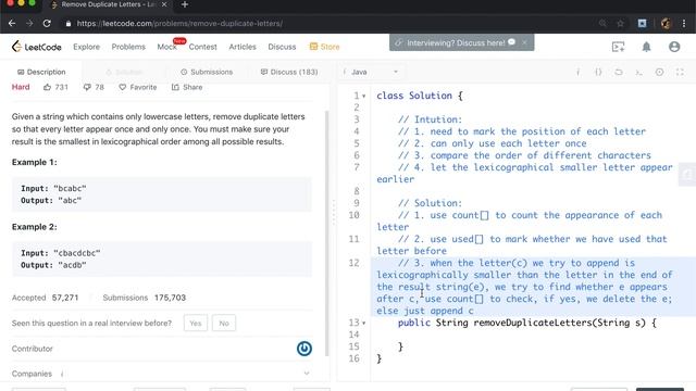 LeetCode 316. Remove Duplicate Letters Explanation and Solution смотреть онлайн