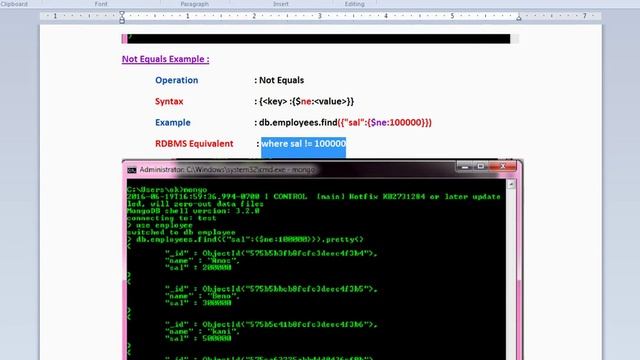 MONGODB FIND $NE NOT EQUALS DEMO смотреть онлайн