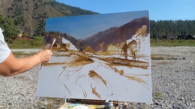 ГОРНЫЙ АЛТАЙ.?Пишем картину ??РЕКА УЗНЕЗЯ. УТРО.? смотреть онлайн