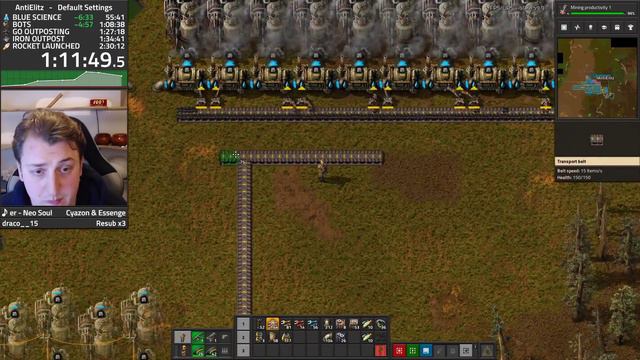 Factorio "Default Settings" Speedrun in 2:22:43 смотреть онлайн
