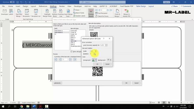 Insert barcode and QR code in Word directly or import from spreadsheet without Add in смотреть онлайн
