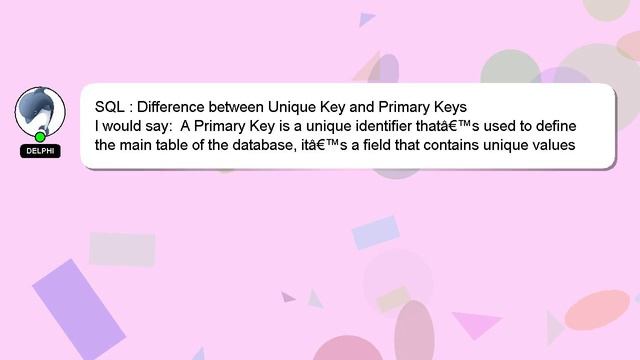 SQL : Difference between Unique Key and Primary Keys смотреть онлайн